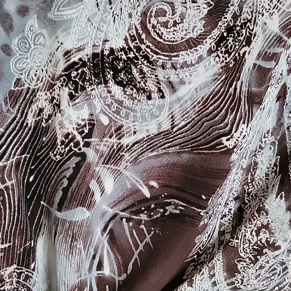 Connected wrap dress. Size 8P. Brown, blue animal print - Picture 2 of 7